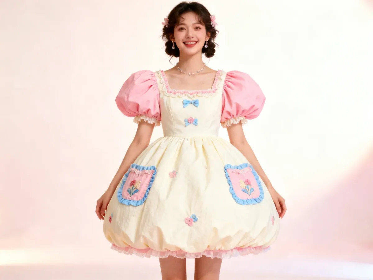 Dekoracyjna sukienka babydoll w pastelowych kolorach
