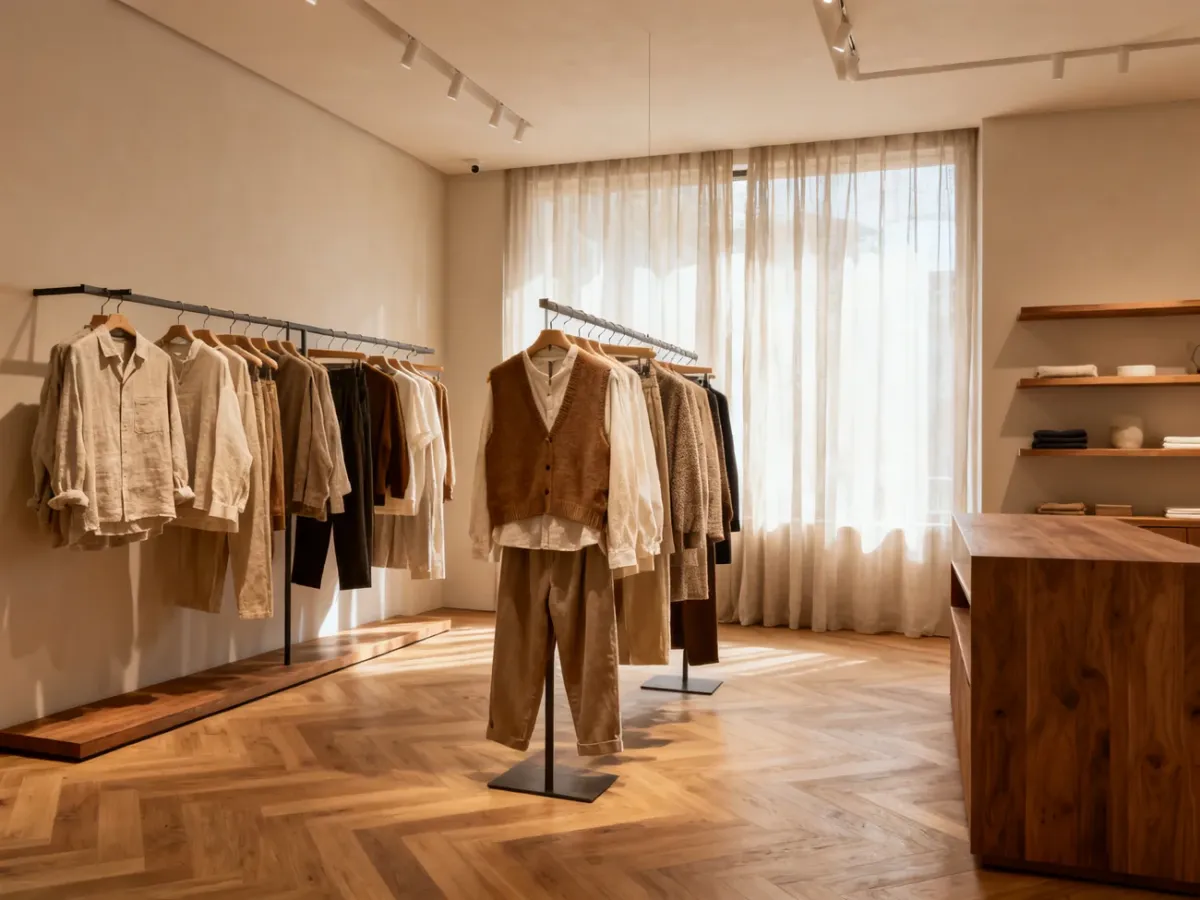 Wnętrze concept store z casualową odzieżą polskich marek